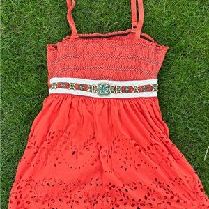 Free People Kids' Orange Dress with Beaded Waist